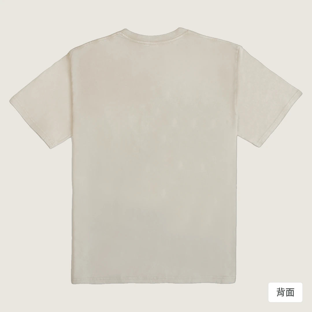 諧教 019|泰丼人(淺色衣款)|235g 水洗落肩棉T 象牙灰 背面