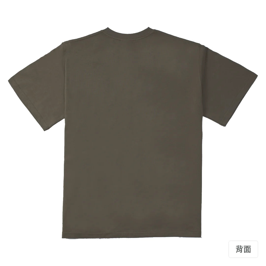 諧教 004|逃猿人(深色衣款)|280g 重磅落肩棉T 松茸色 背面