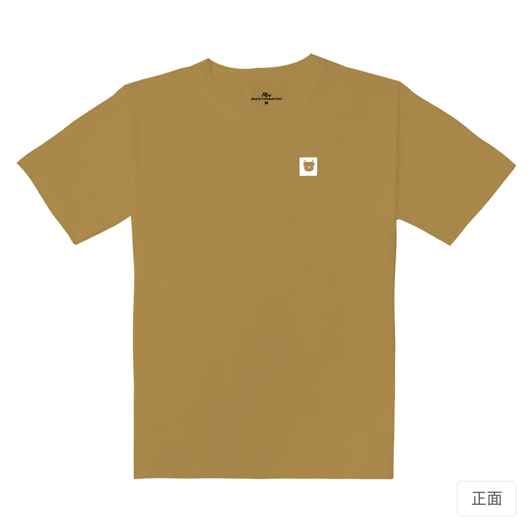 RickyMartini × 嗚滴的奴才｜愛貓那派｜重磅落肩T恤 蜜茶色 正面
