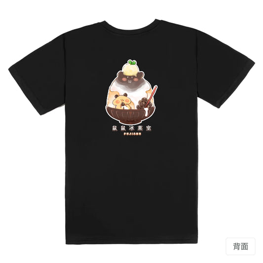RickyMartini × 噗吉糬｜鼠鼠冰菓室-珍奶鼠｜機能排汗T恤 黑色 背面