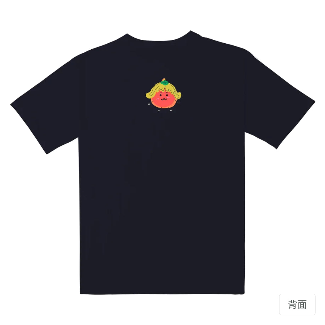 RickyMartini × 小橘創作室｜口袋裡的假髮橘子人｜重磅落肩T恤 海軍藍 背面