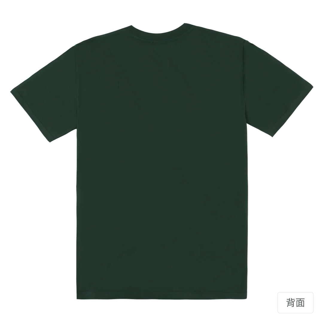RickyMartini × RickyMartini…｜諧教 001｜抬鐘人（深色衣款）｜180g 精梳棉圓筒T恤 深綠 背面