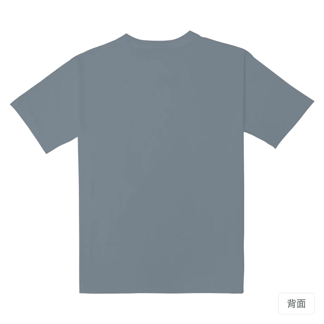 RickyMartini × RickyMartini 官方設計｜諧教 001｜抬鐘人（深色衣款）｜重磅落肩T恤 月光灰 背面