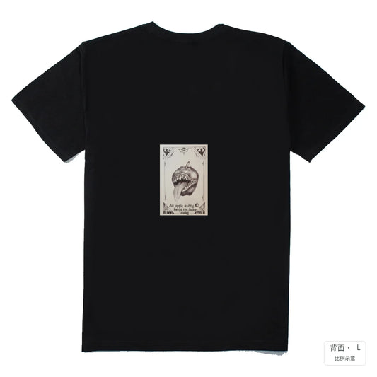 每日一蘋果｜210g 精梳棉T 黑色 背面