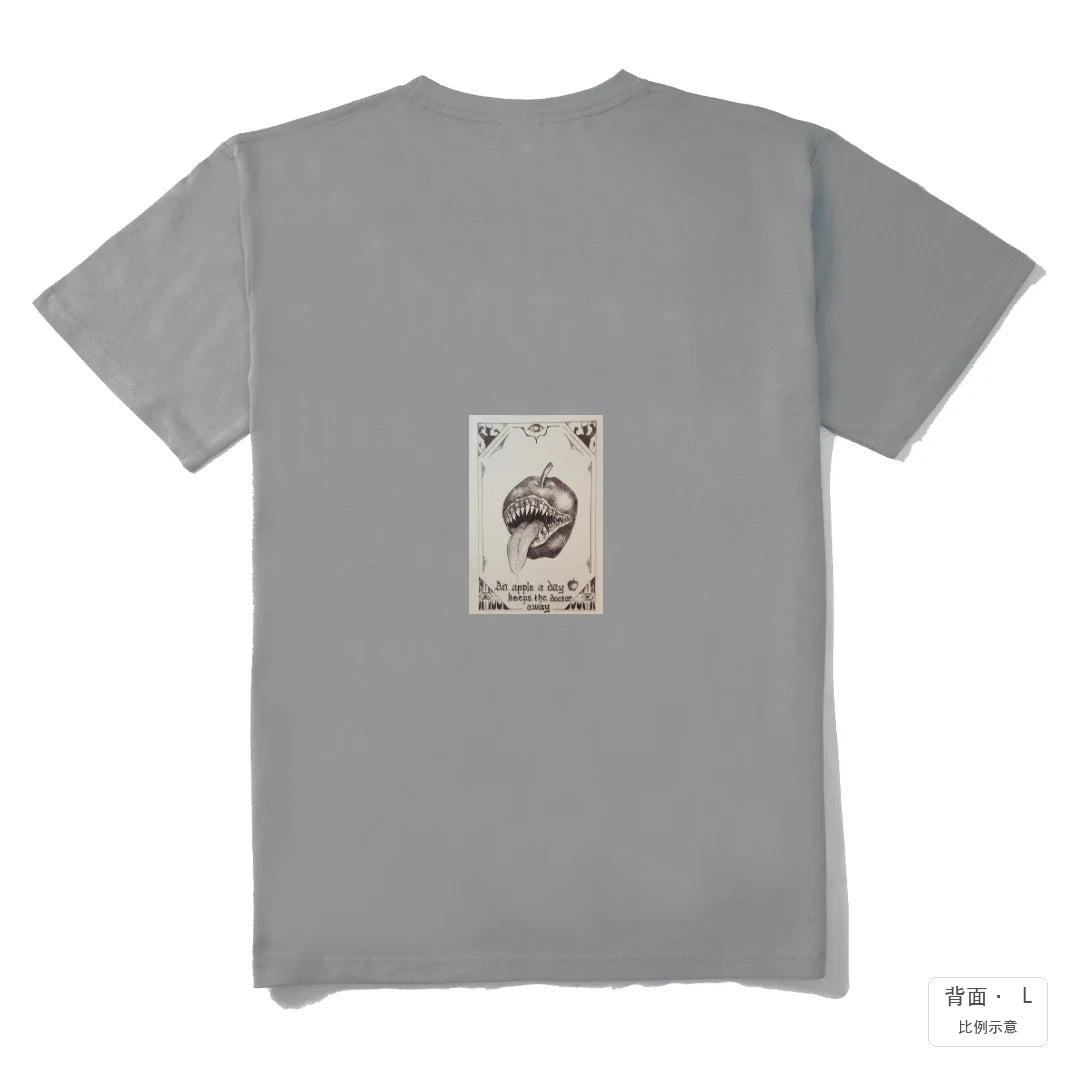 每日一蘋果｜210g 精梳棉T 極致灰 背面