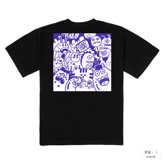 Crazy Purple｜240g 重磅落肩棉T 黑色 背面
