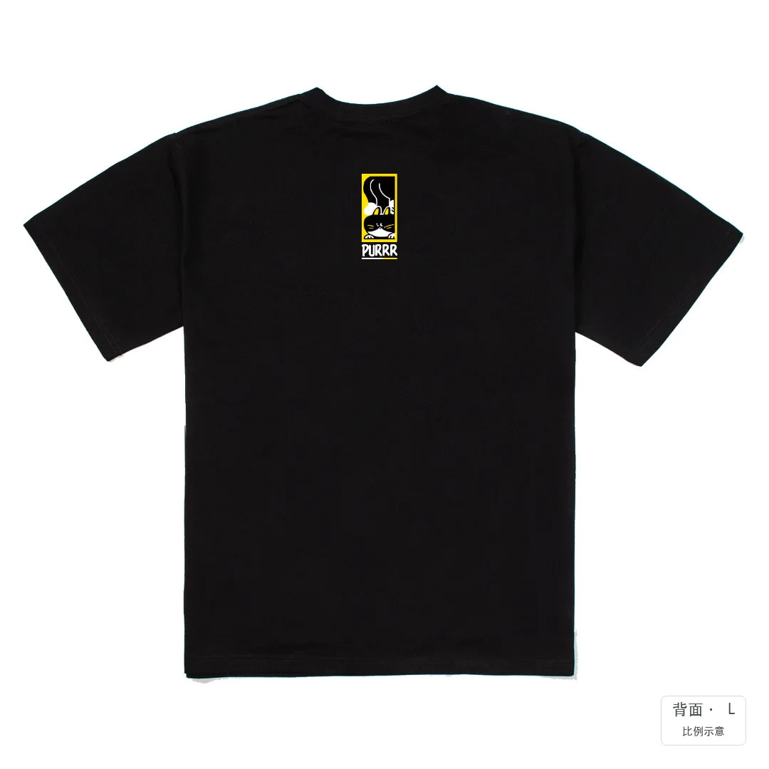 PURR｜240g 重磅落肩棉T 黑色 背面
