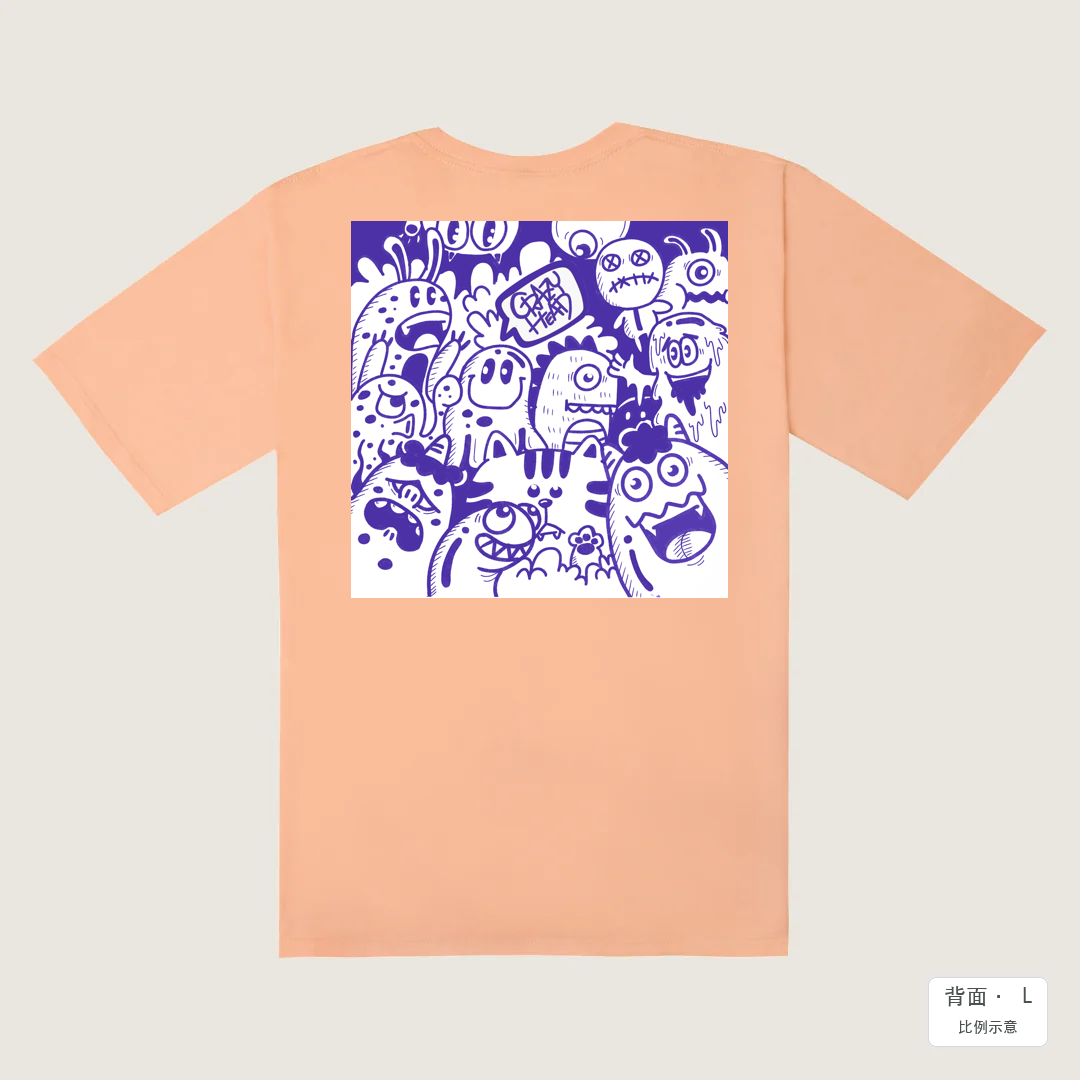 Crazy Purple｜240g 重磅落肩棉T 淺粉橘 背面