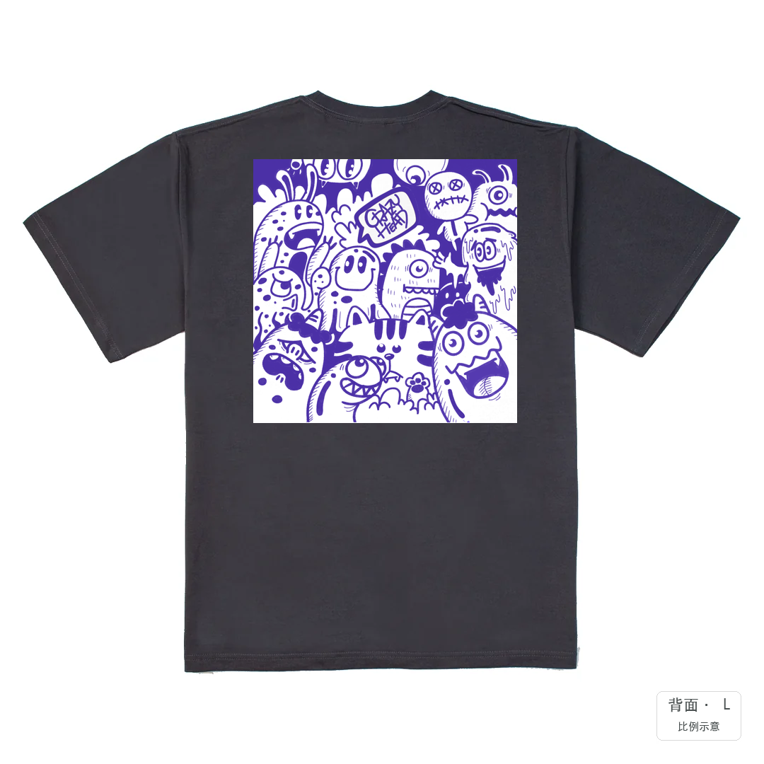Crazy Purple｜240g 重磅落肩棉T 暗夜灰 背面