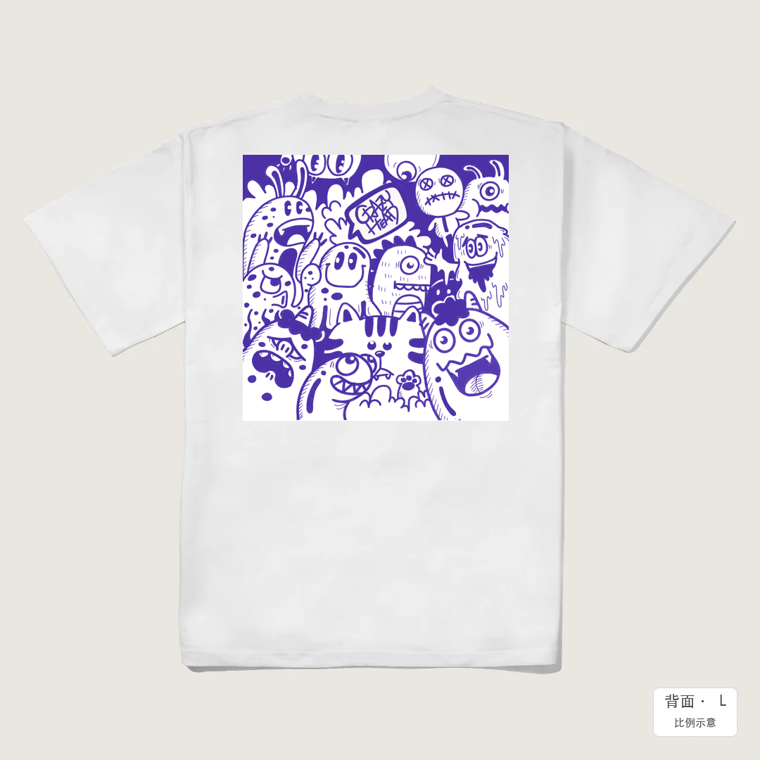 Crazy Purple｜240g 重磅落肩棉T 白色 背面