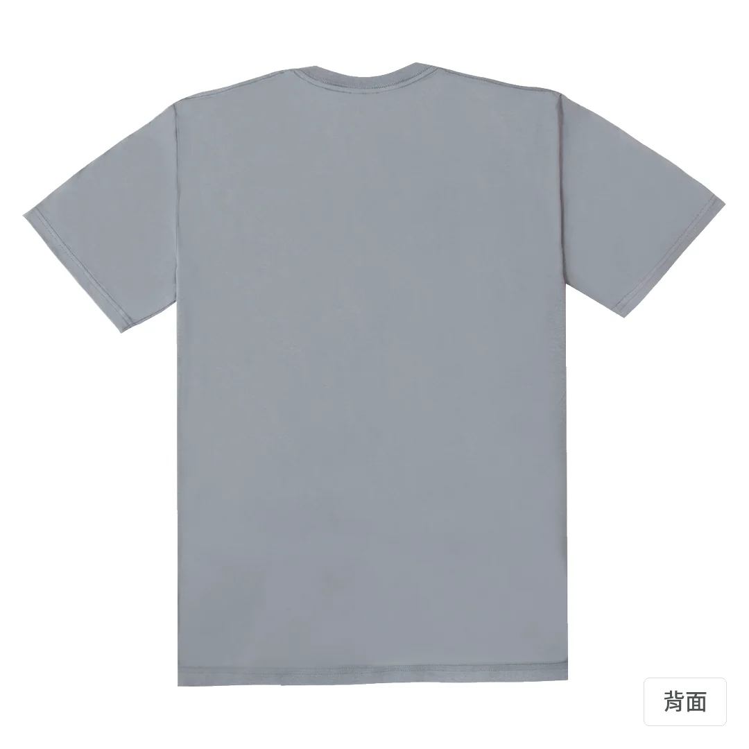 諧教 002｜喵力人（淺色衣款）｜180g 精梳棉圓筒T 雪青灰 背面