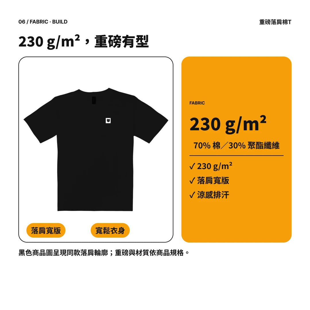 愛貓那派｜沉穩色系重磅落肩棉T｜商品圖 06｜布料與機能