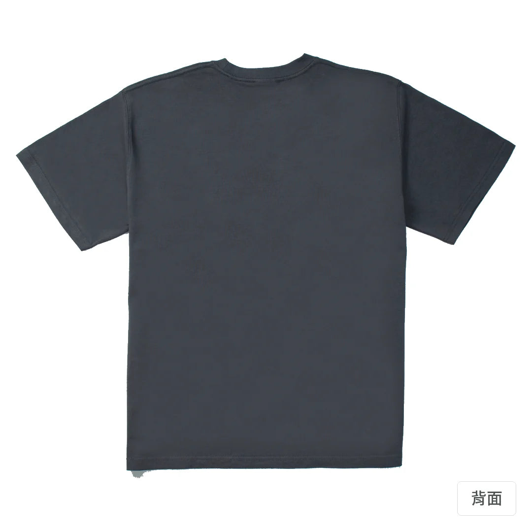 諧教 004｜逃猿人（深色衣款）｜280g 重磅落肩棉T 炭灰 背面