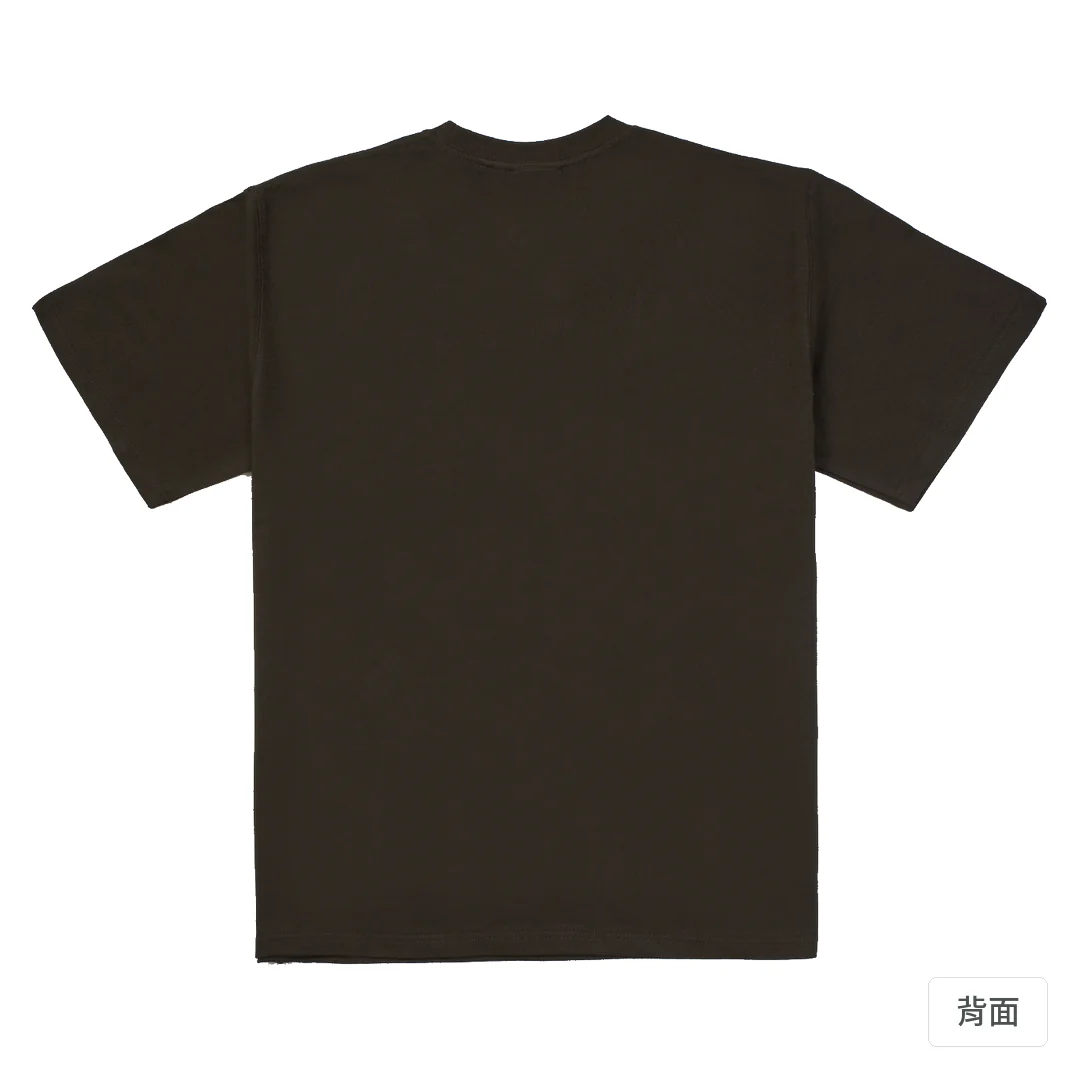 諧教 002｜喵力人（深色衣款）｜280g 重磅落肩棉T 巧克力色 背面