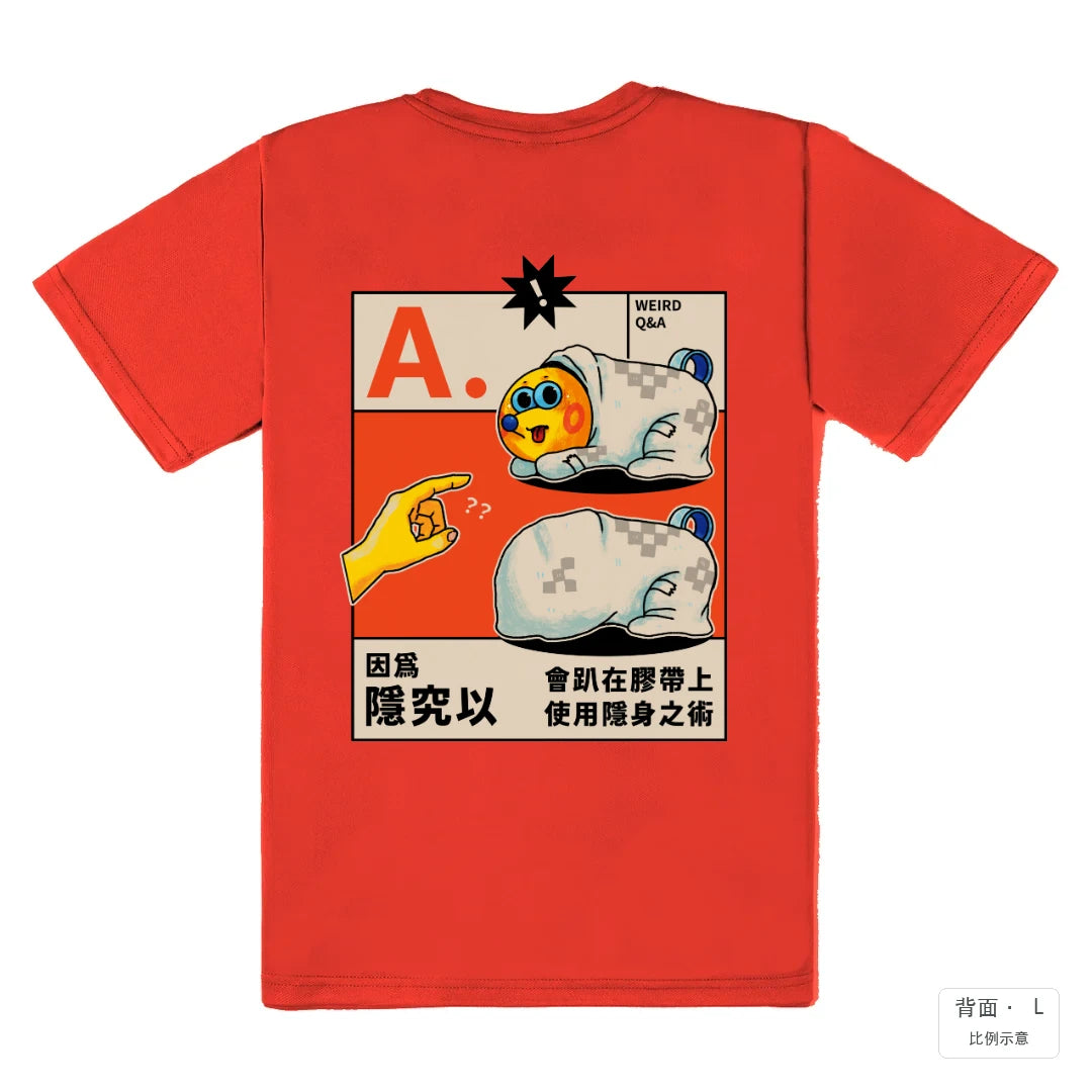 ☉☉怪問怪答之膠帶頭隱身之術｜涼感排汗機能衫 珊瑚橘 背面