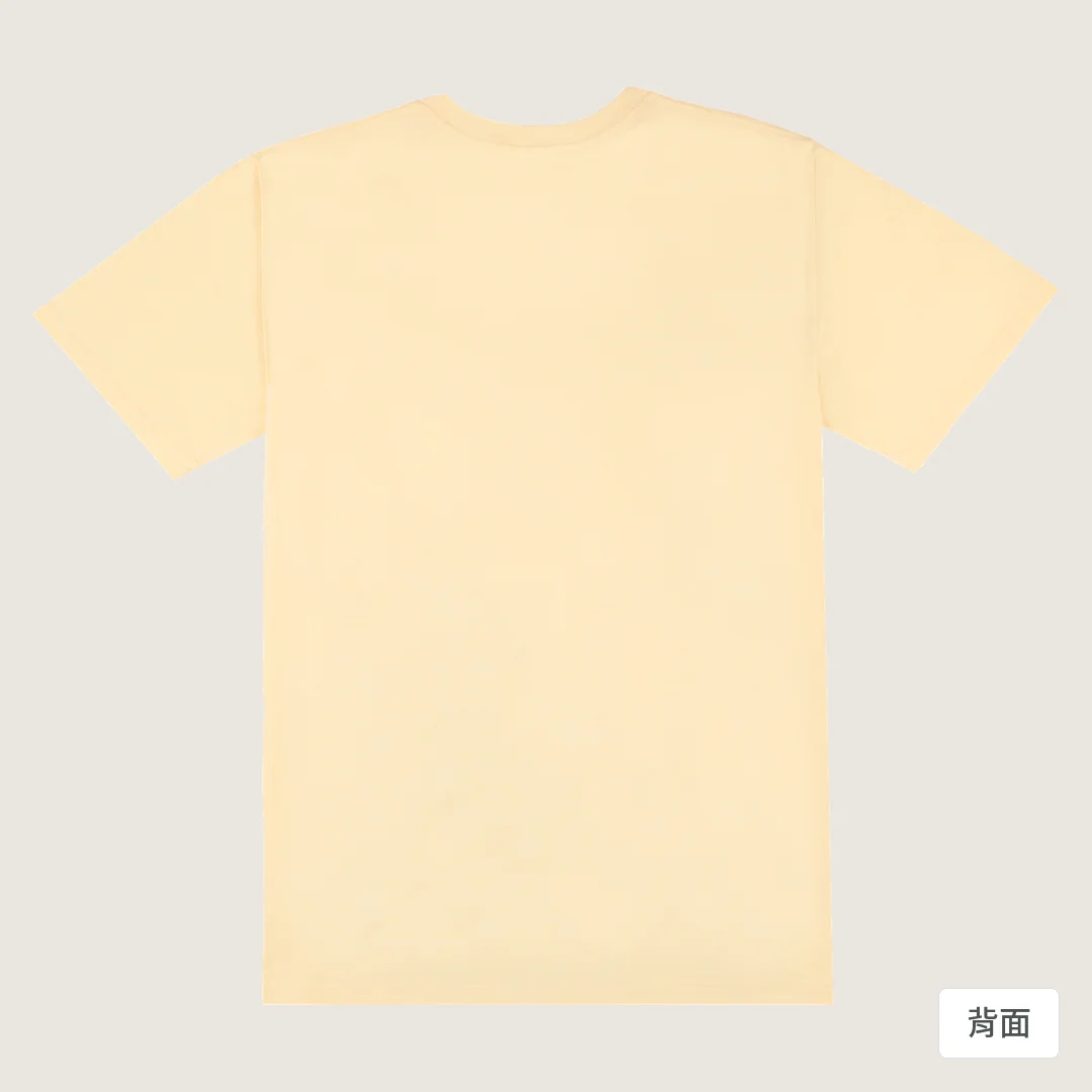 諧教 002｜喵力人（淺色衣款）｜180g 精梳棉圓筒T 奶油色 背面