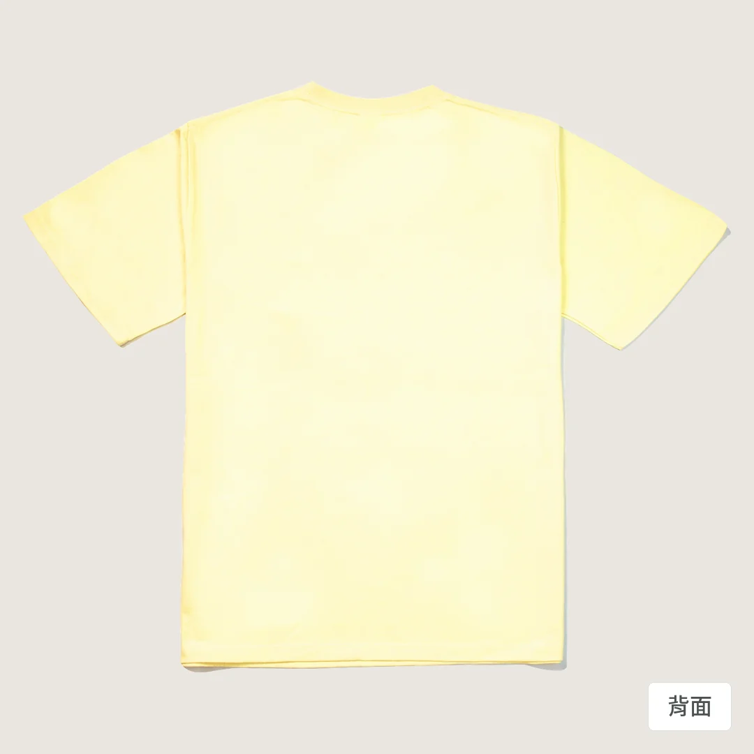 諧教 002｜喵力人（淺色衣款）｜240g 重磅落肩棉T 奶油色 背面