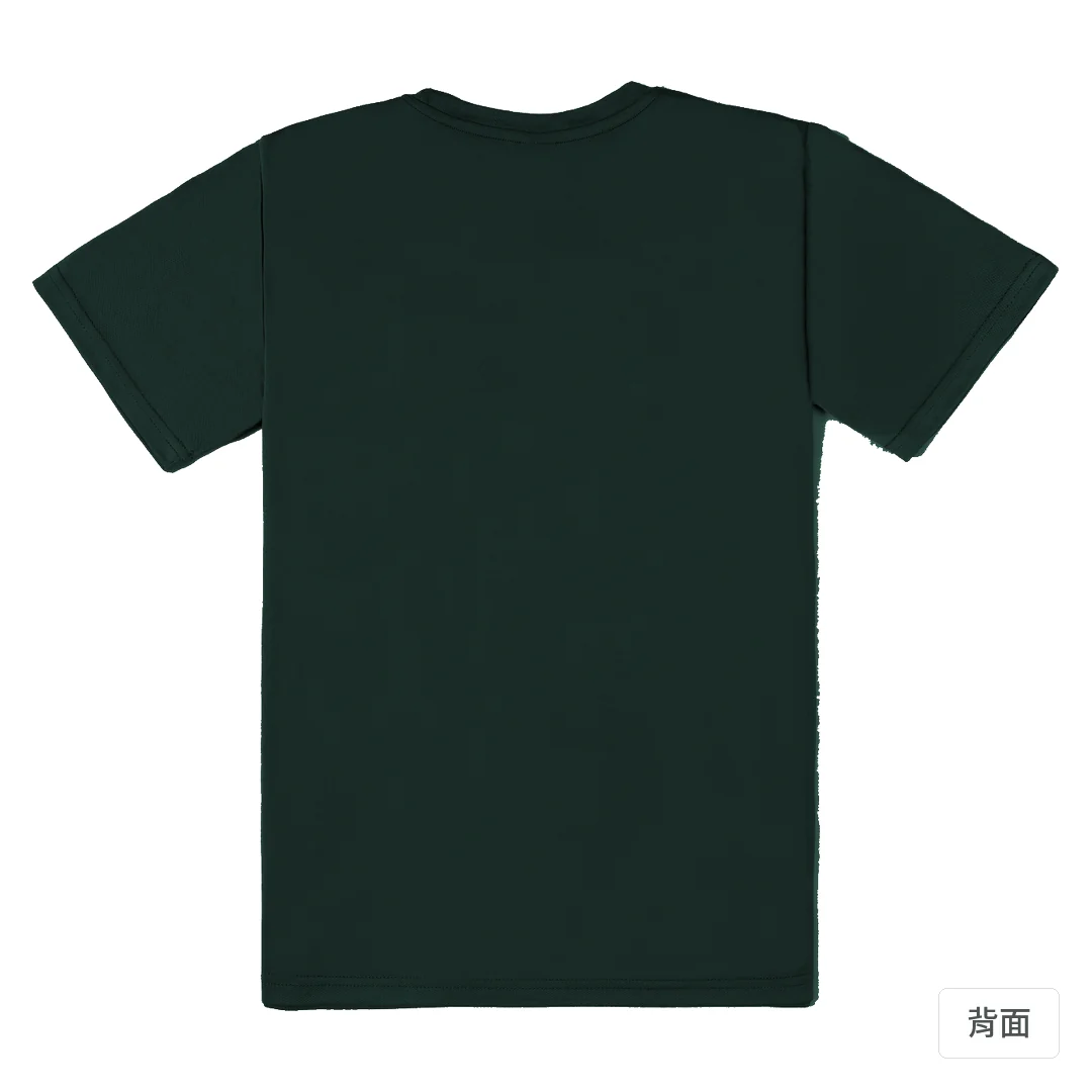諧教 002｜喵力人（深色衣款）｜涼感排汗機能衫 墨綠色 背面
