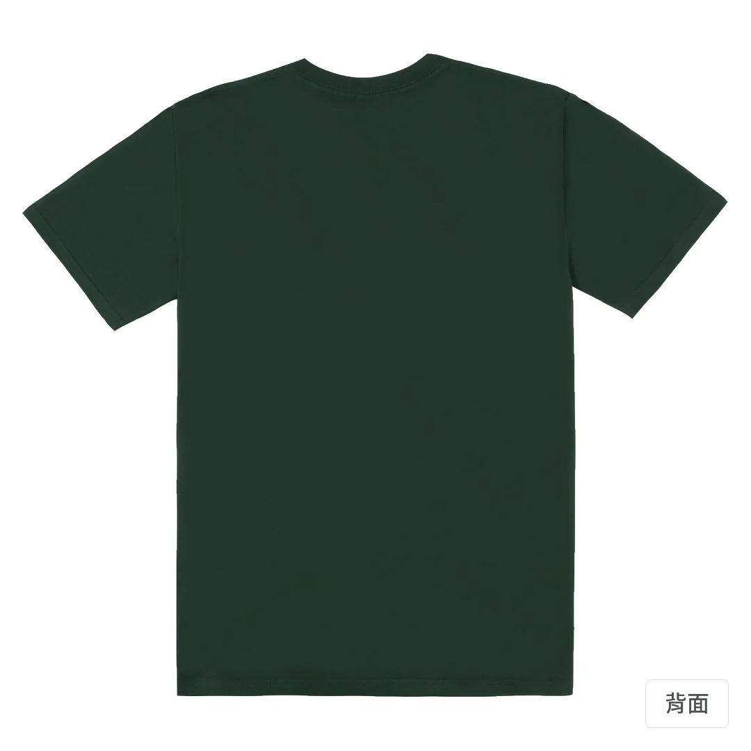 諧教 012｜糕熊人（深色衣款）｜180g 精梳棉圓筒T 深綠 背面