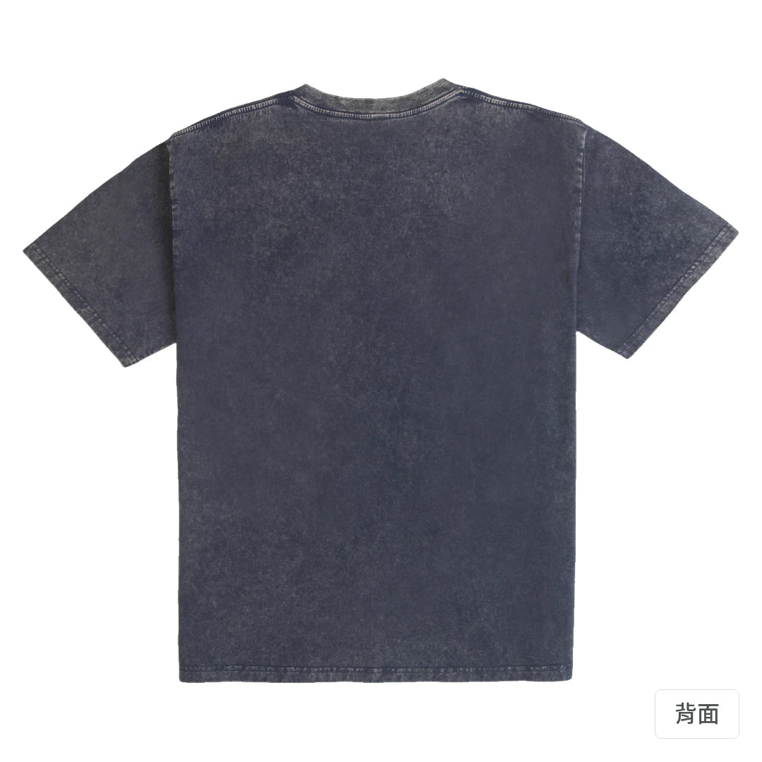 諧教 002｜喵力人（深色衣款）｜235g 水洗落肩棉T 深海藍 背面