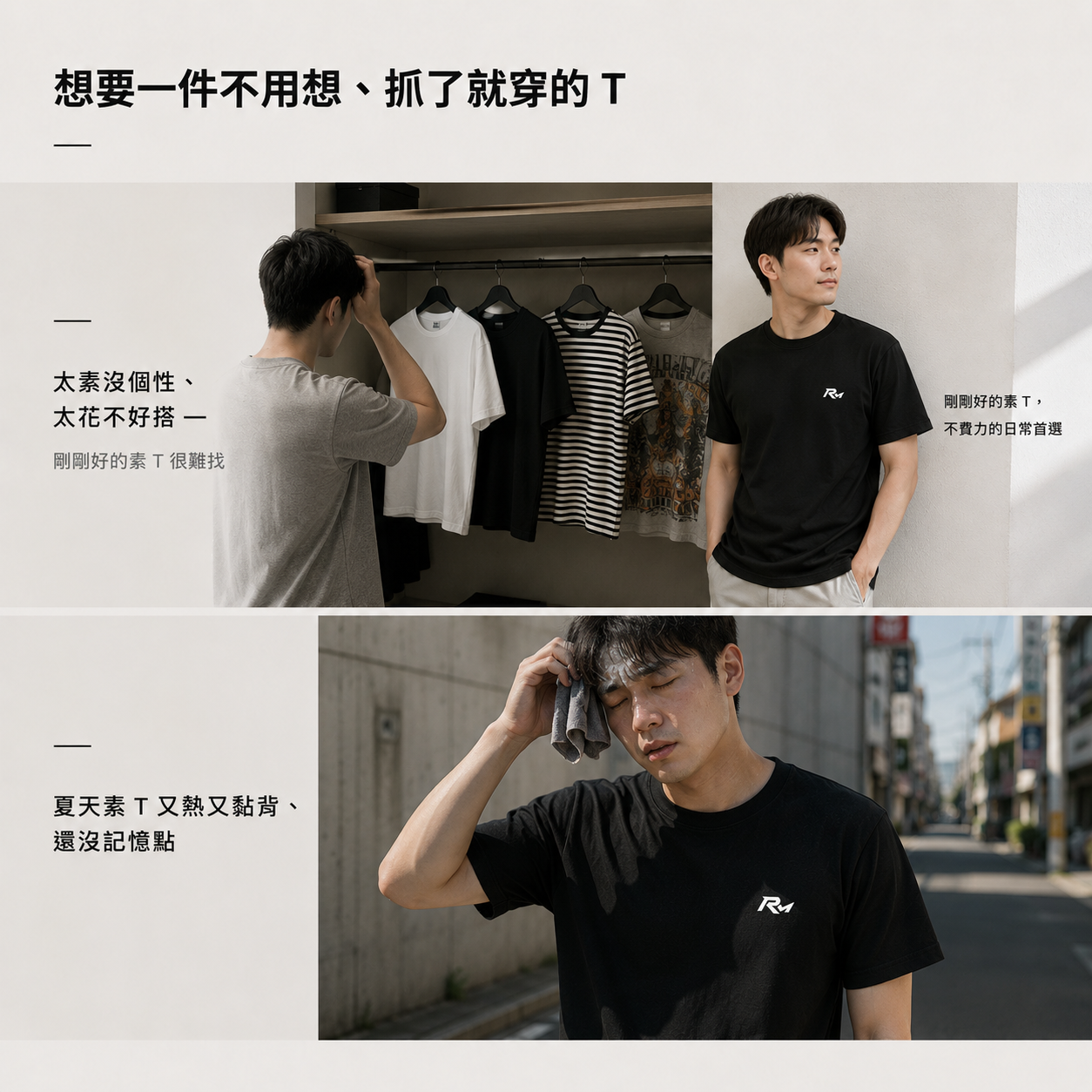 自有設計 No.006 — RM SYMBOL 左胸小標（極簡 logo staple · 第二批印製變因首款） 生活痛點
