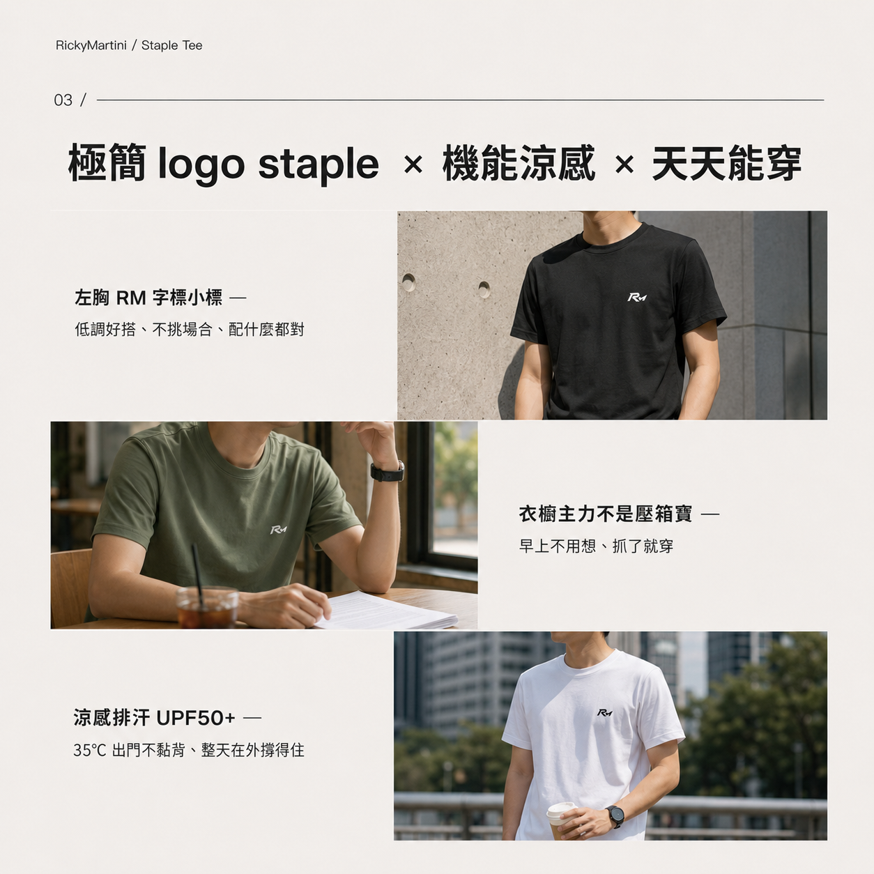 自有設計 No.006 — RM SYMBOL 左胸小標（極簡 logo staple · 第二批印製變因首款） 產品價值