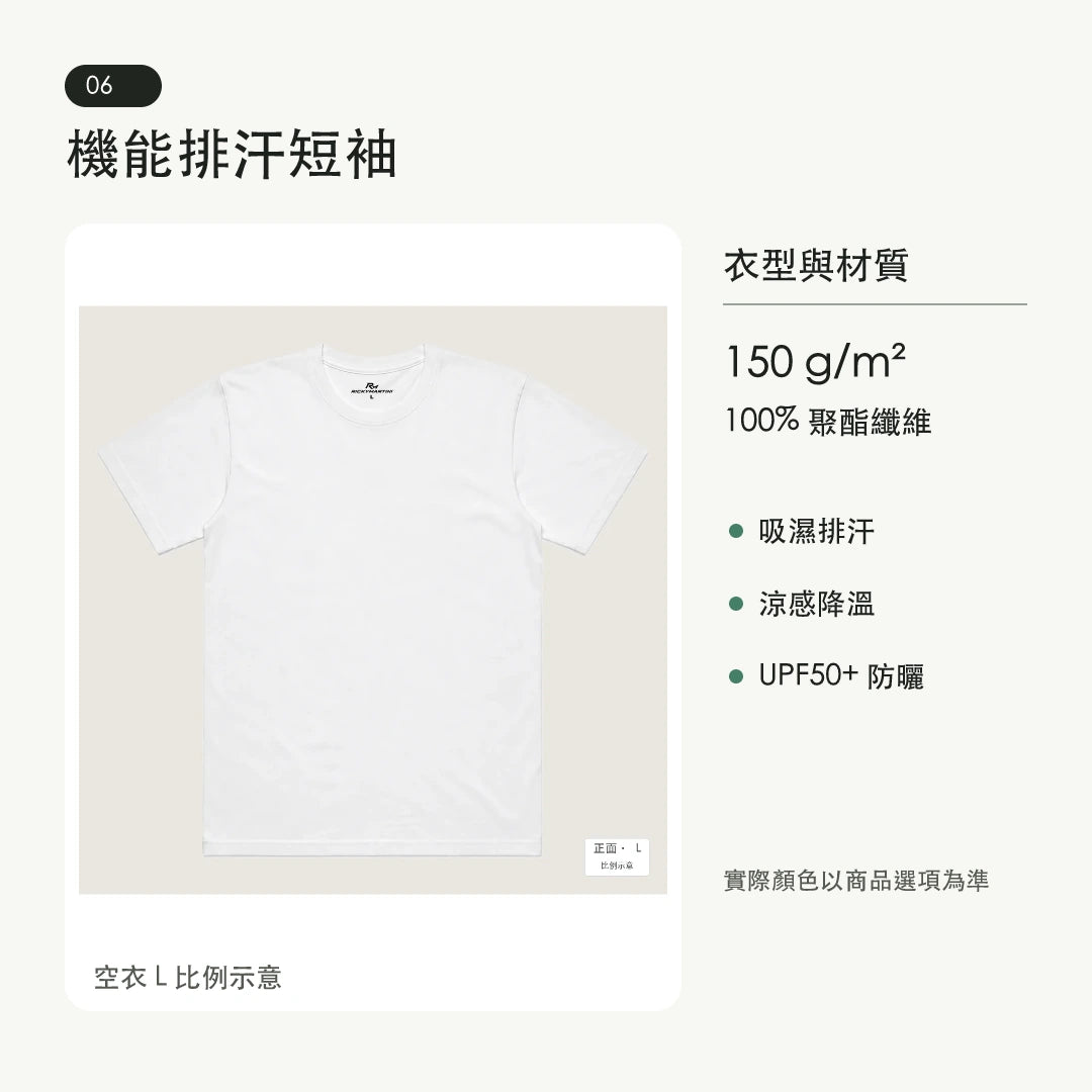 商品圖 06｜諧音小人日常｜今日省電｜機能排汗T恤｜衣型與材質說明