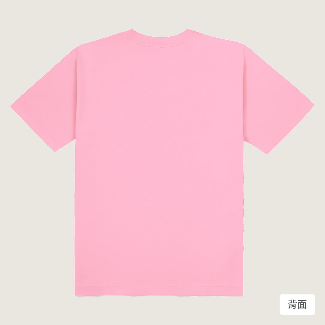 諧教 002｜喵力人（淺色衣款）｜180g 精梳棉圓筒T 丁香粉 背面