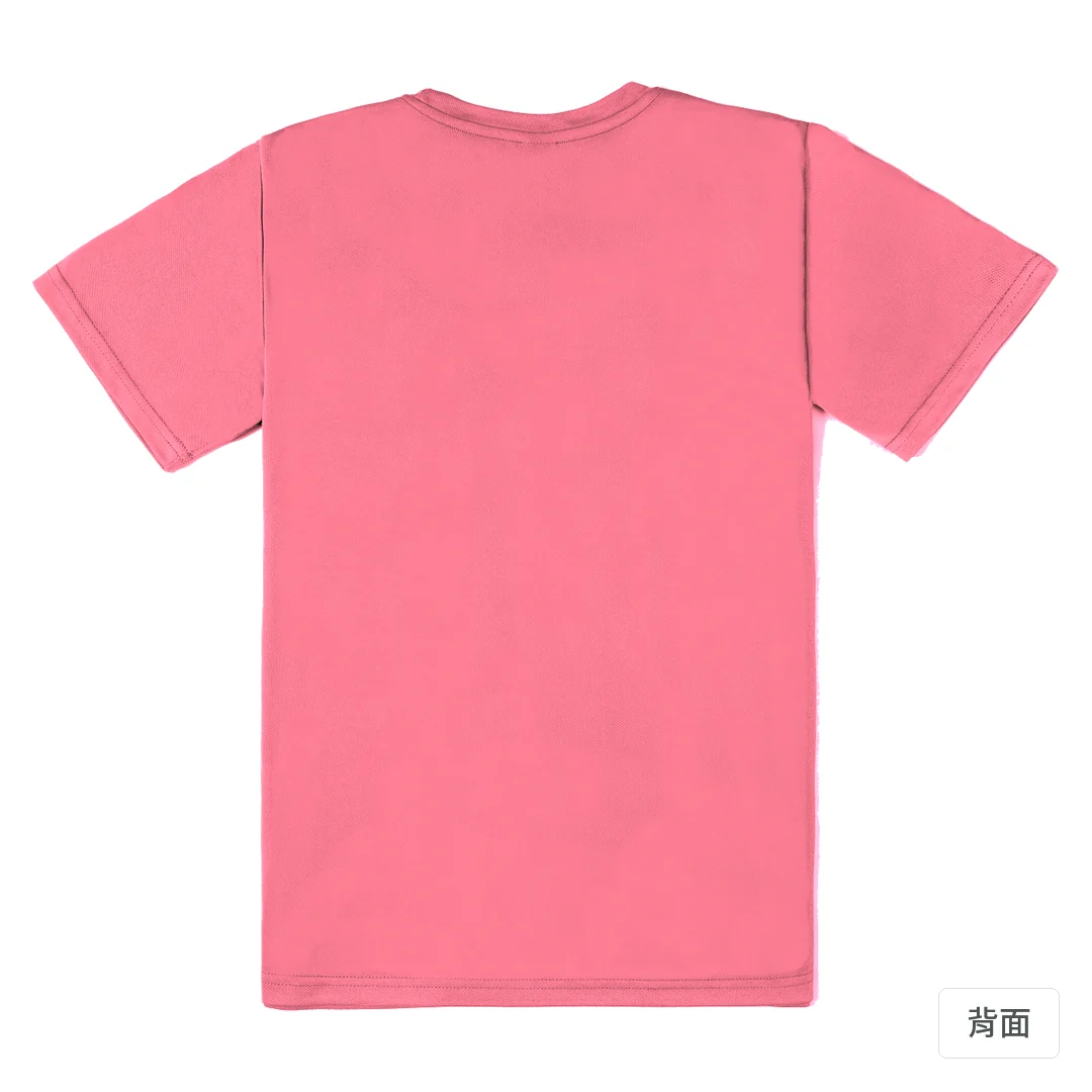 諧教 002｜喵力人（淺色衣款）｜涼感排汗機能衫 玫紅色 背面