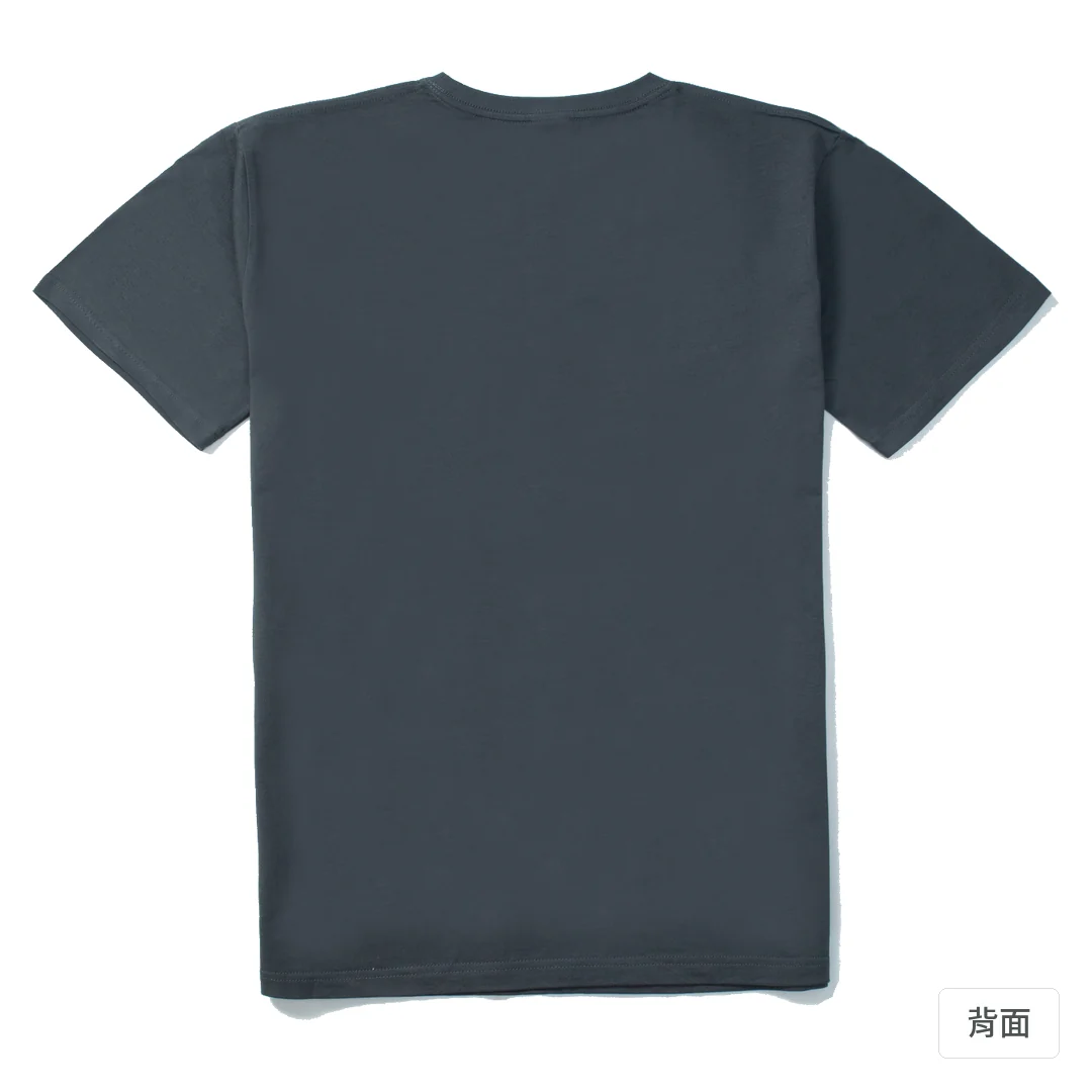 諧教 002｜喵力人（深色衣款）｜210g 精梳棉T 暗夜灰 背面
