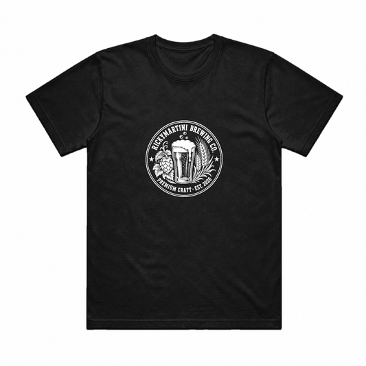 酒精系列 No.011 — RICKYMARTINI BREWING CO. 黑色 T 恤