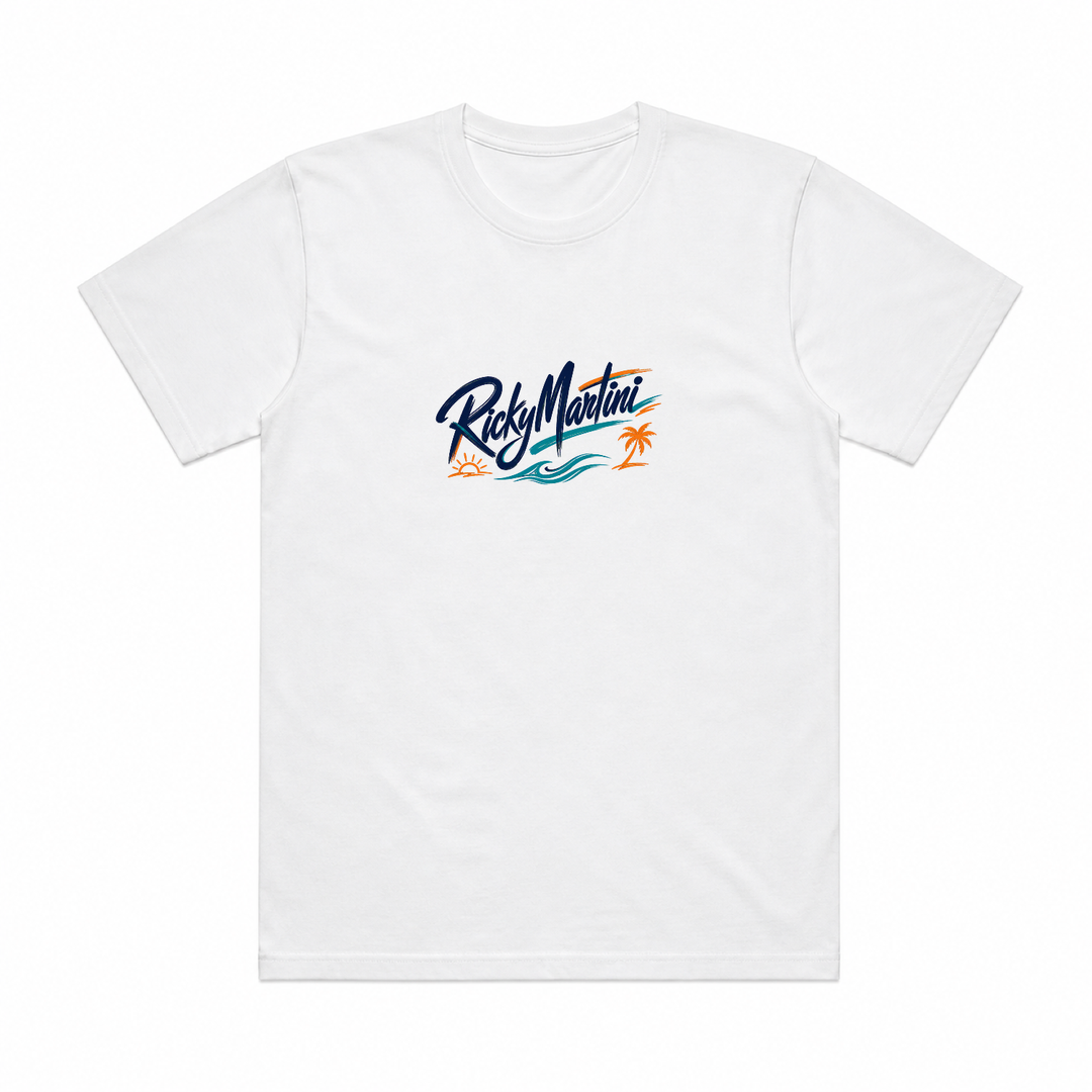 夏日系列 No.001 RickyMartini Wordmark 白色 T 恤
