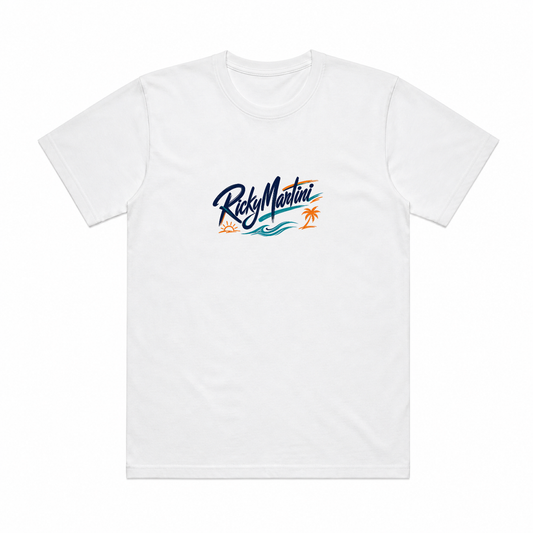 夏日系列 No.001 RickyMartini Wordmark 白色 T 恤