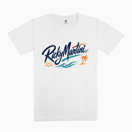 夏日系列 No.001 RickyMartini Wordmark 白色 T 恤