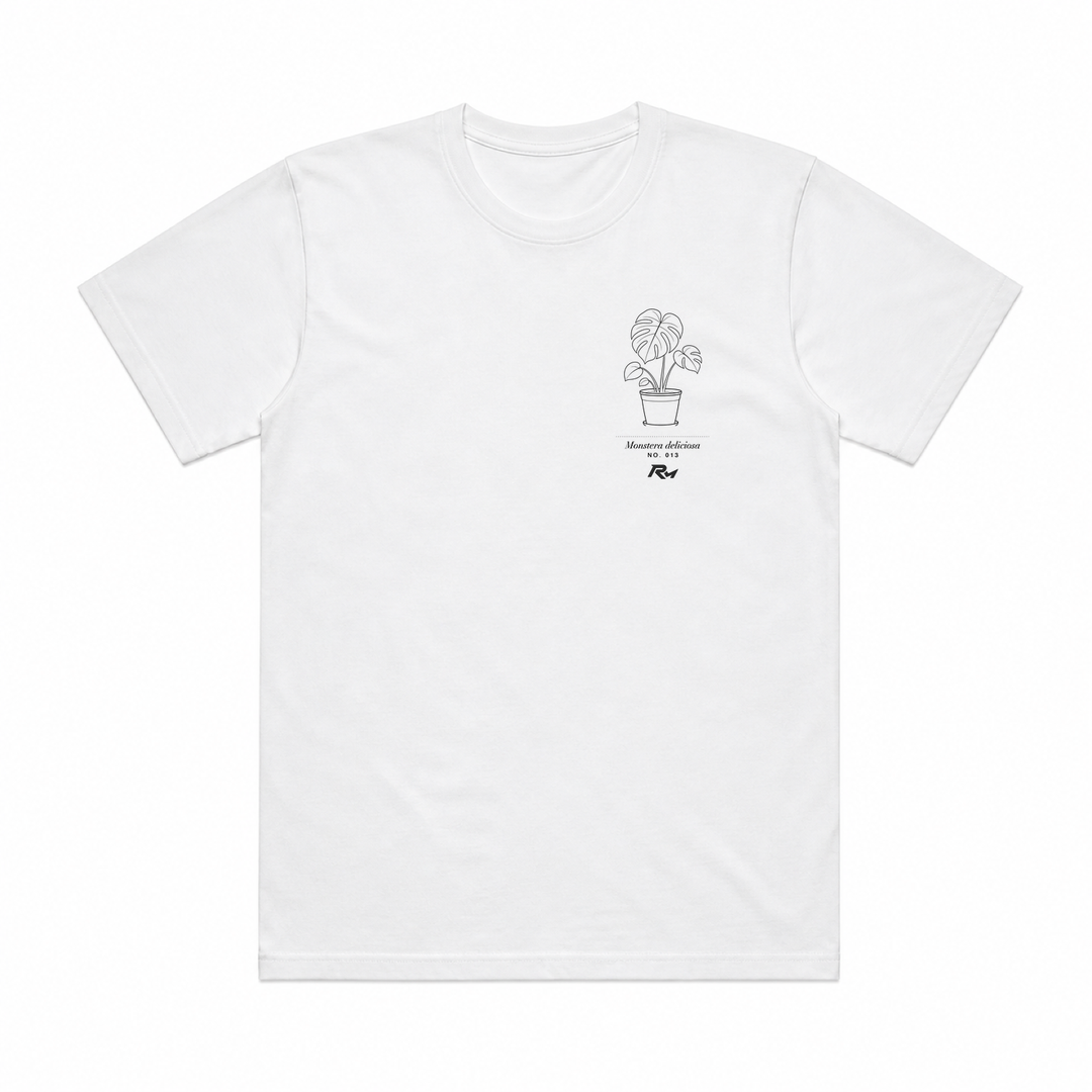 植物系列 No.013 — Monstera 小植物盆栽 白色 T 恤