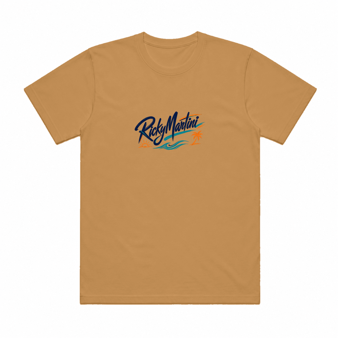 夏日系列 No.001 RickyMartini Wordmark 駝色 T 恤