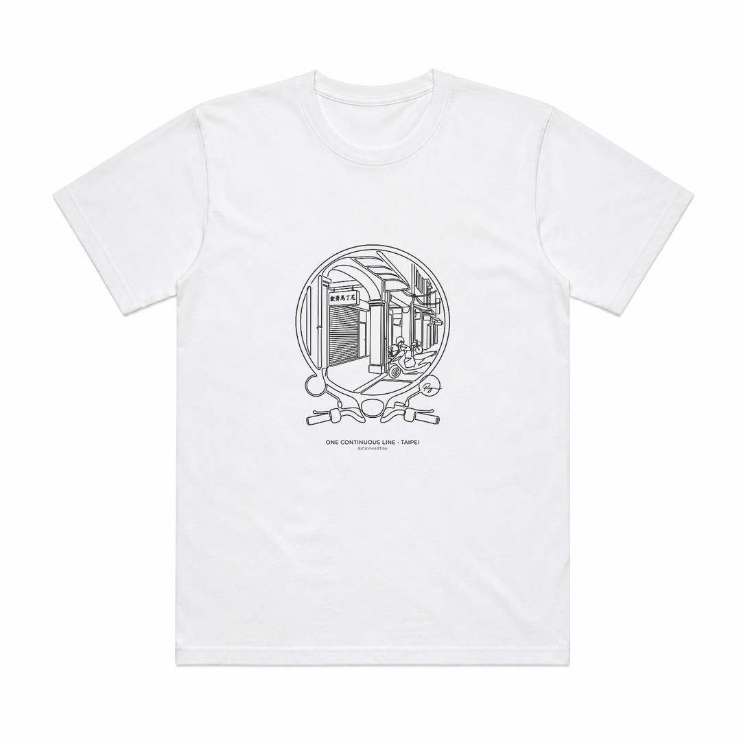自有設計 No.005 — One Line Taipei 單線速寫（連續單線城市速寫） 白色 T 恤