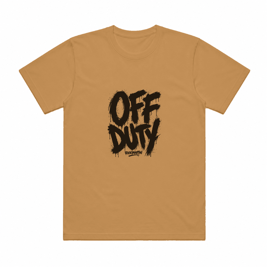 自有設計 No.002 — OFF DUTY 街頭塗鴉 駝色 T 恤