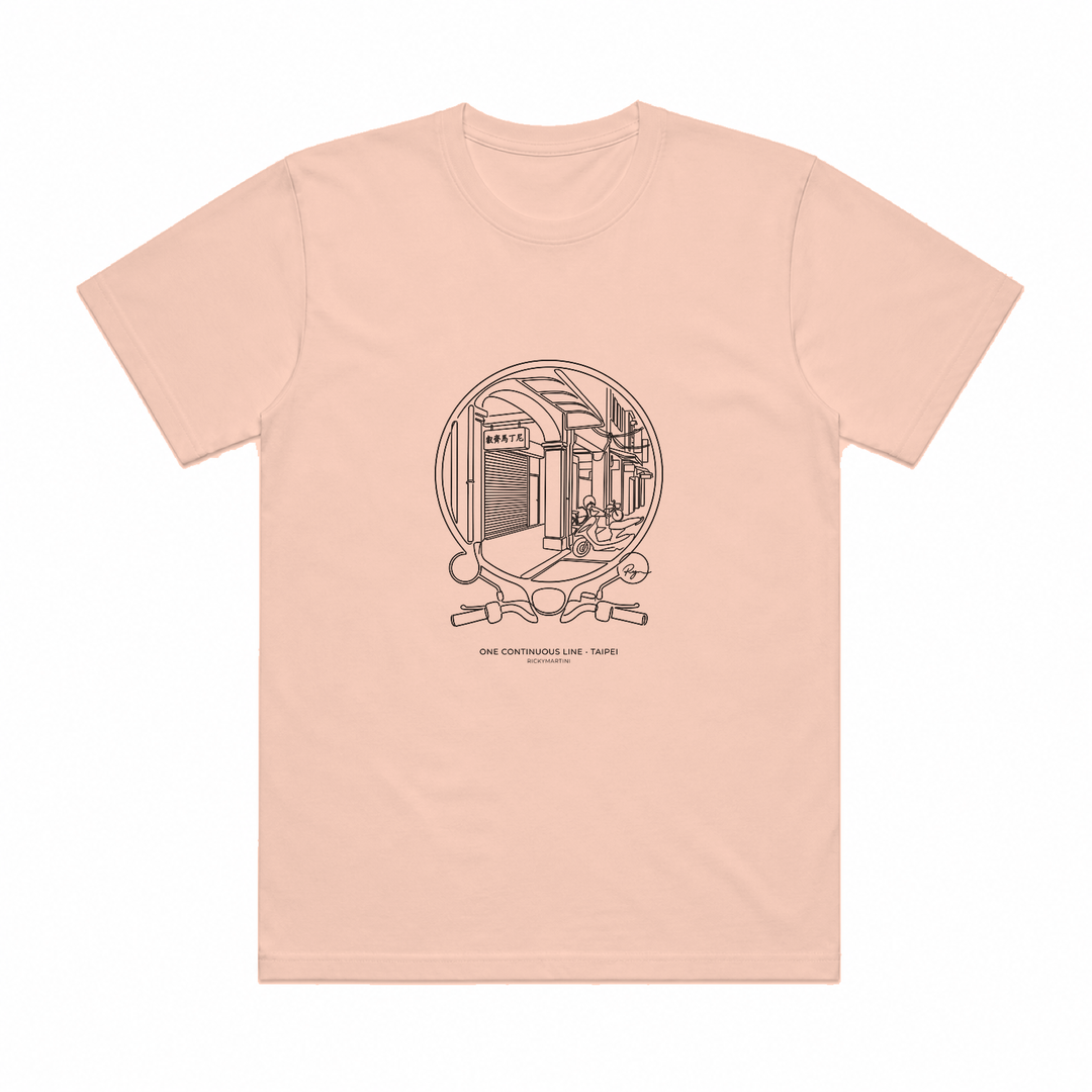 自有設計 No.005 — One Line Taipei 單線速寫（連續單線城市速寫） 奶茶色 T 恤