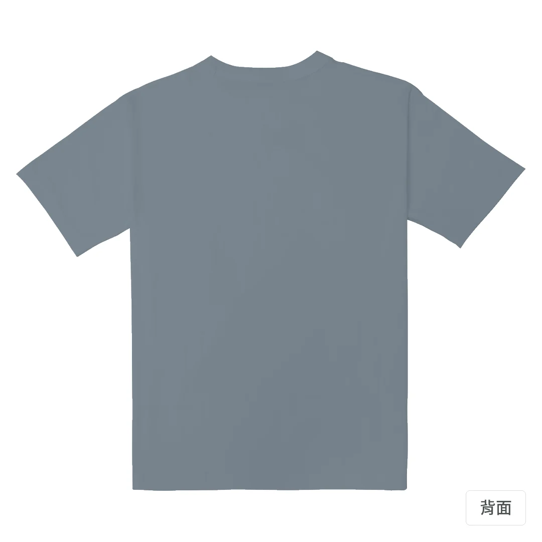 諧教 002｜喵力人（深色衣款）｜重磅落肩棉T 月光灰 背面