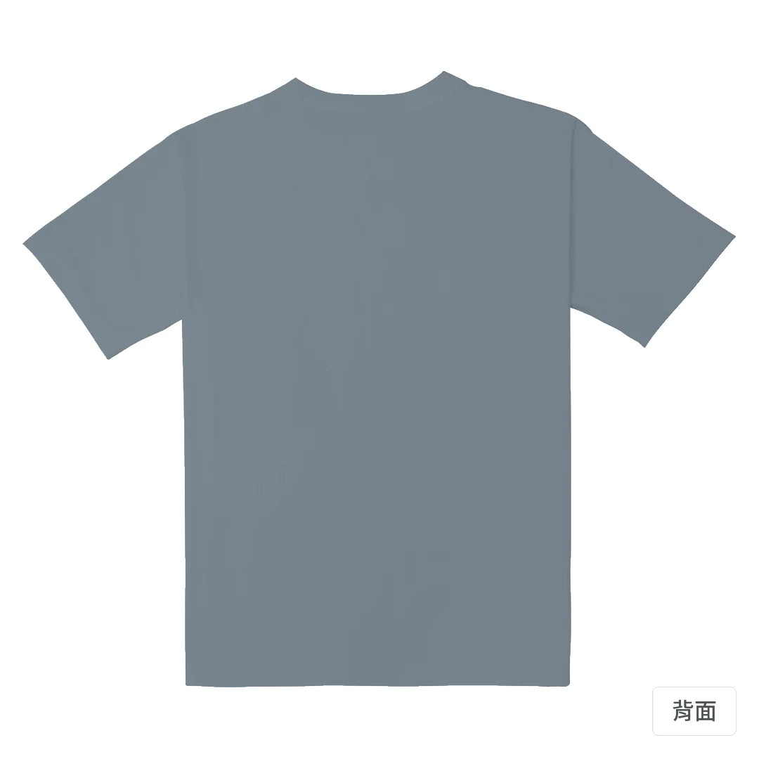 諧教 003｜雞籠人（深色衣款）｜重磅落肩棉T 月光灰 背面