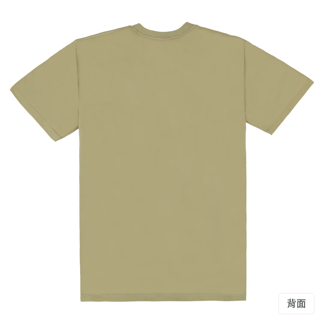 諧教 002｜喵力人（淺色衣款）｜180g 精梳棉圓筒T 苔蘚綠 背面