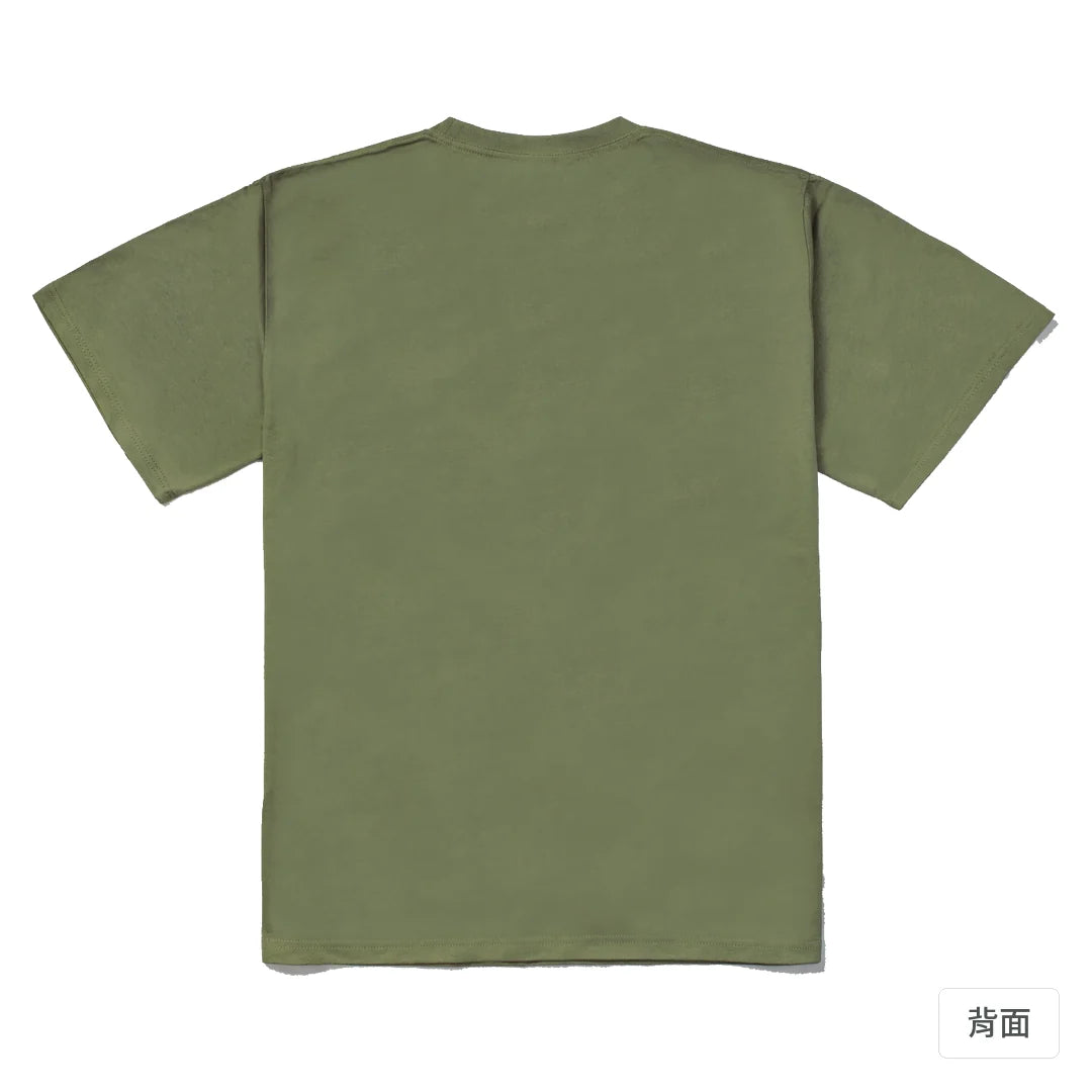 諧教 011｜家一人（深色衣款）｜240g 重磅落肩棉T 苔蘚綠 背面