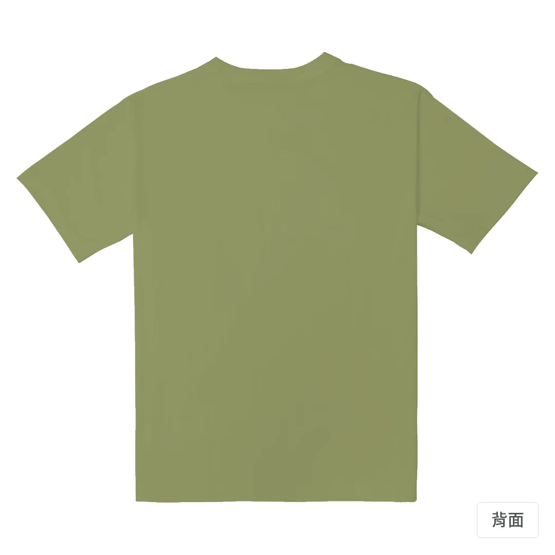 諧教 004｜逃猿人（深色衣款）｜重磅落肩棉T 苔蘚綠 背面