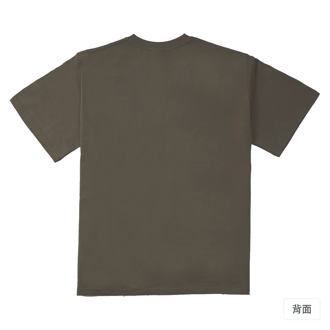諧教 002｜喵力人（深色衣款）｜280g 重磅落肩棉T 松茸色 背面