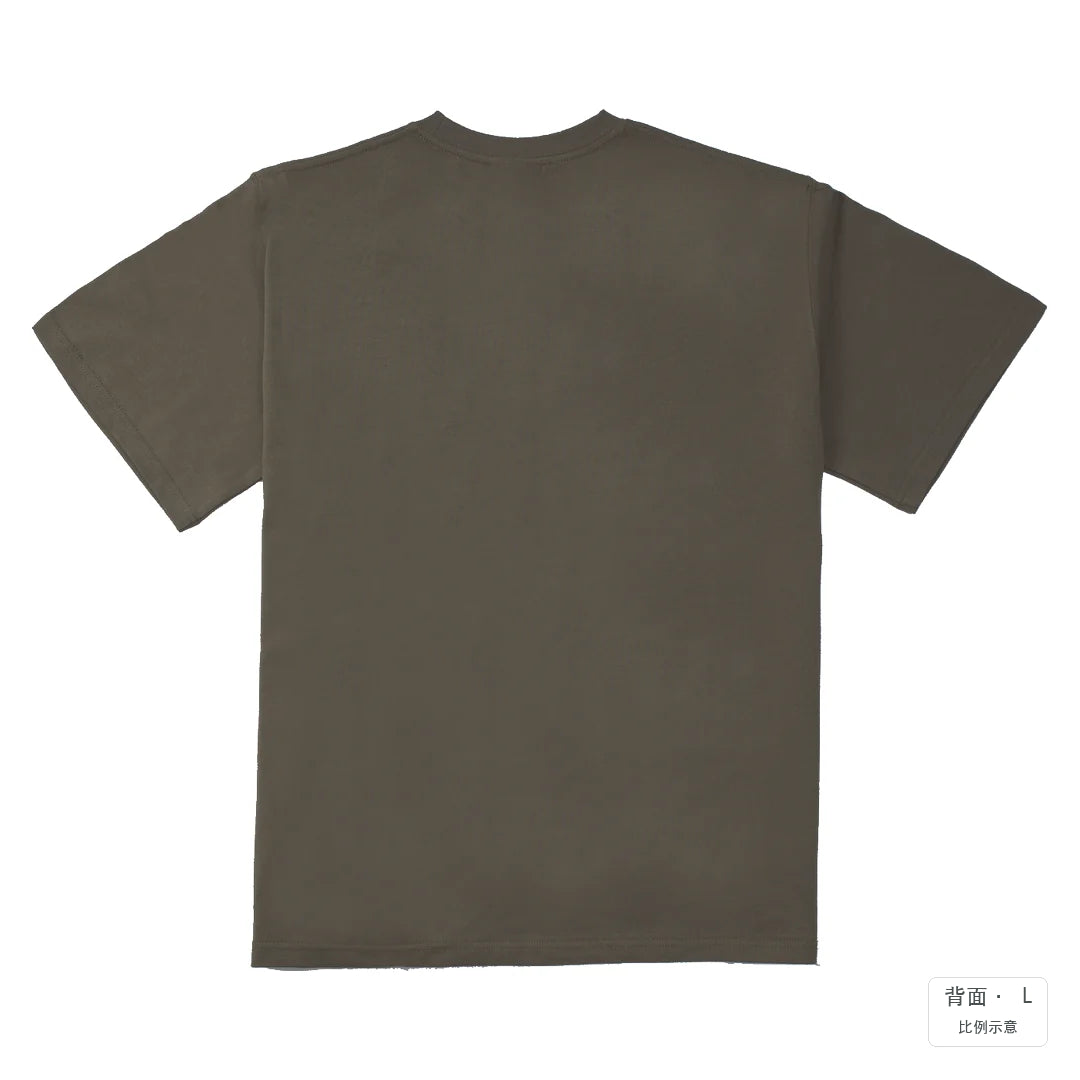 持扇古風少女｜280g 重磅落肩棉T 松茸色 背面