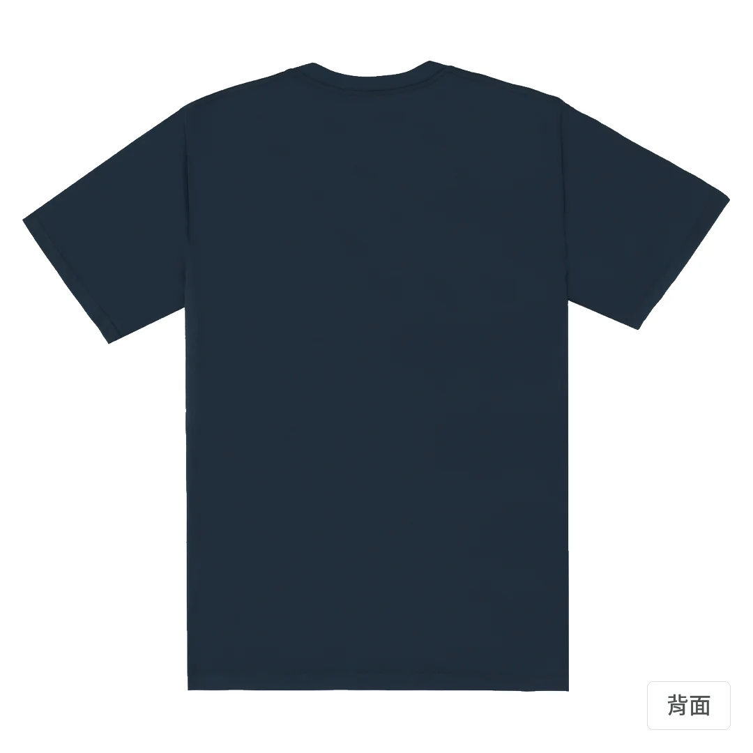 諧教 012｜糕熊人（深色衣款）｜180g 精梳棉圓筒T 藏青 背面
