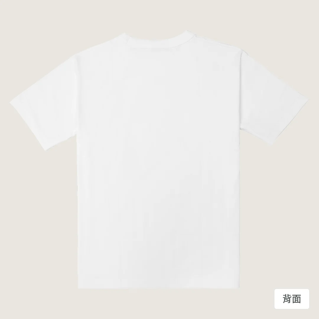 諧教 012｜糕熊人（淺色衣款）｜重磅落肩棉T 珍珠白 背面
