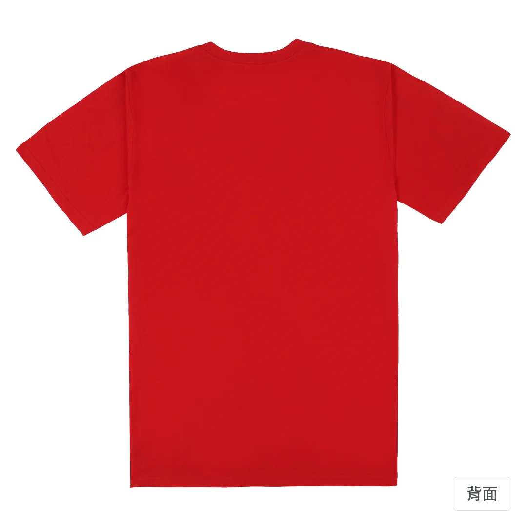 諧教 012｜糕熊人（深色衣款）｜180g 精梳棉圓筒T 紅色 背面