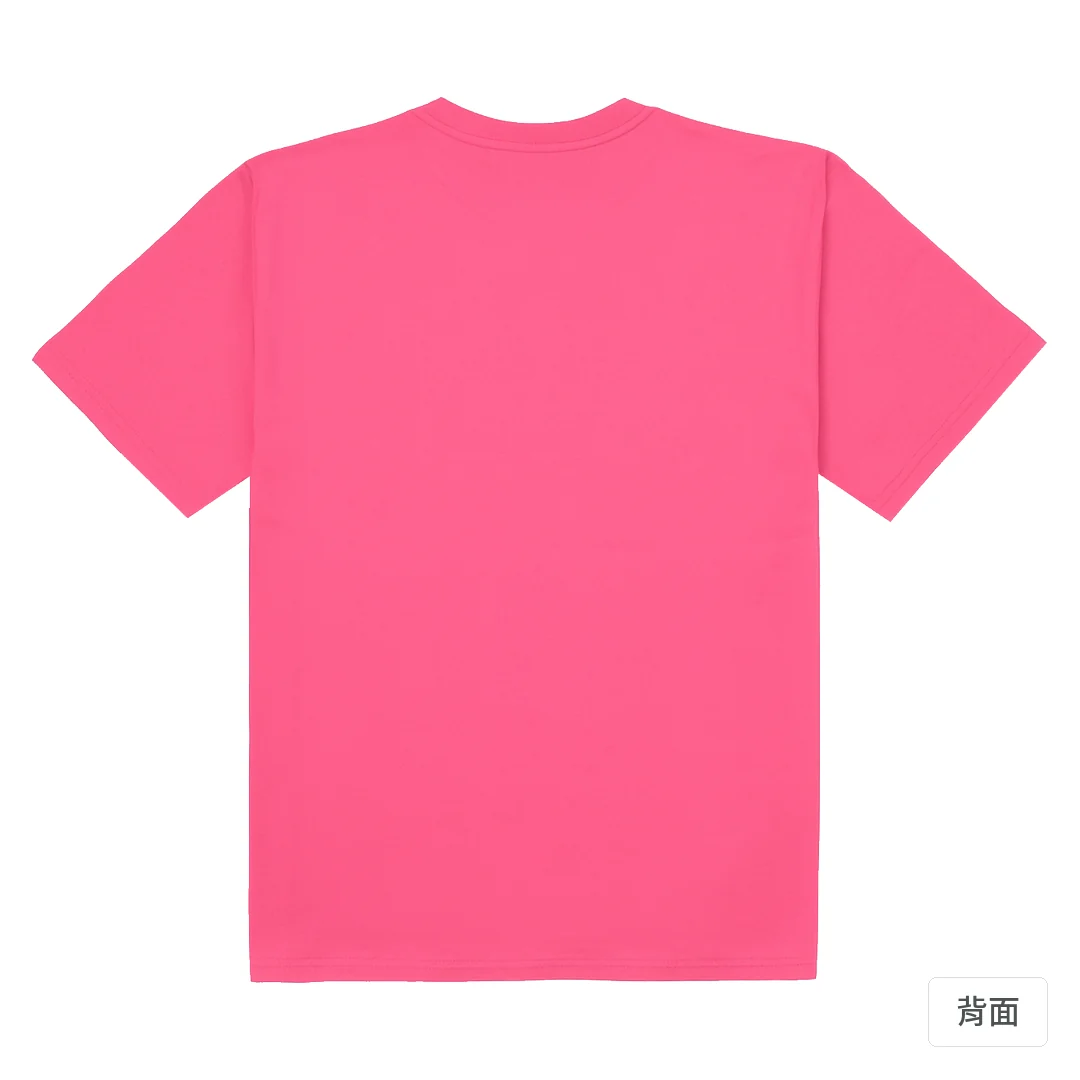 諧教 002｜喵力人（淺色衣款）｜180g 精梳棉圓筒T 玫桃紅 背面